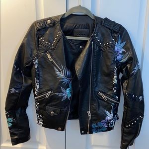 Blank NYC Vegan Leather Floral Jacket
